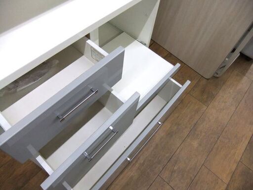 レンジボード 幅約88cm キッチン収納 グレー系×ホワイト 食器棚 マルミツ 札幌市厚別区 厚別店