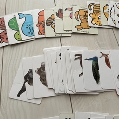 子供　知育　カード　食べ物、動物、乗り物　の画像