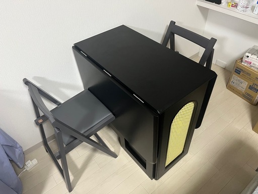 折りたたみダイニングテーブル、椅子2脚