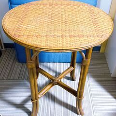 M607 ラタン 丸テーブル センターテーブル ナチュラルの画像