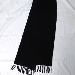 ( E-2 )POLO RALPH LAUREN ポロラルフローレン マフラー ブラック 黒 イタリア製 おしゃれ かっこいい 中古の画像