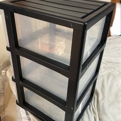 収納ケース  ３段引出し クローゼットチェスト 34✖️41✖️h64cm 黒の画像