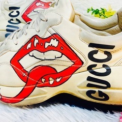ヴィンテージ加工✨GUCCI✨グッチ✨スニーカー✨ライトン✨リップ✨レザー✨の画像
