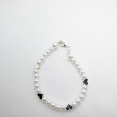 ハンドメイド ブレスレット 指輪  ２個セット 白の画像