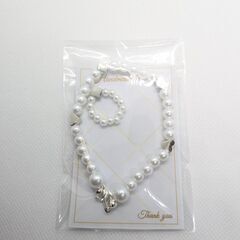 ハンドメイド ブレスレット 指輪  ２個セット 白の画像
