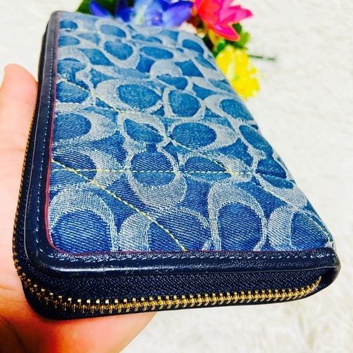 デニム✨COACH✨コーチ✨長財布✨ラウンドファスナー✨シグネチャー✨インディゴ
