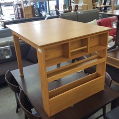 【伸長式のダイニングセット】 ダイニングセット　伸長式テーブル　食卓テーブルセット　イス2脚　マガジンラック付き　：ナチュラルの画像