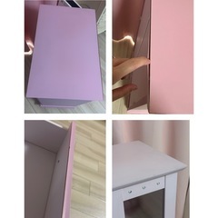 キャビネット　ガラス扉　ピンク　姫家具　　の画像