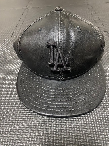 【Y00048】NEW ERA（ニューエラ）ベースボールキャップ　オールレザー　59FIFTY　LAロゴ　7 1/2(60cm)