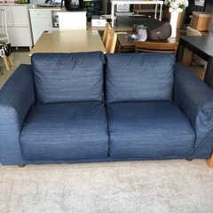 無印良品 MUJI 2人掛けソファ 2.5人掛けソファ ソファ フェザー デニム生地  の画像
