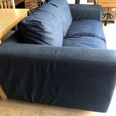 無印良品 MUJI 2人掛けソファ 2.5人掛けソファ ソファ フェザー デニム生地  の画像
