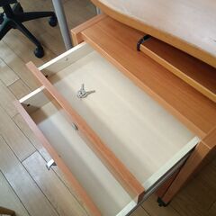 ★リユースのサカイつくば店★TK7179  袖机付デスク ナチュラル H73×D82×W160 クリーニング済みの画像