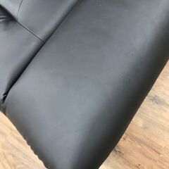 【ジャングルジャングル広陵店】家具　ソファー　アサヒ　グレース3P　ブラック　本革　3人掛け　【ジモティー特別価格】の画像