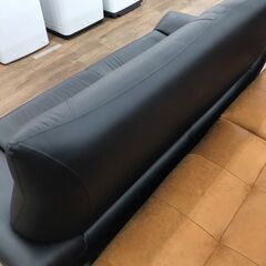 【ジャングルジャングル広陵店】家具　ソファー　アサヒ　グレース3P　ブラック　本革　3人掛け　【ジモティー特別価格】の画像