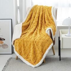 イエロー 毛布 ブランケット ひざ掛け 大判 発熱二枚合わせ　パ...