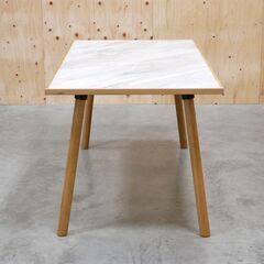 ≪yt2096ジ≫ モデルルーム展示品 AZUMAYA/東谷 form ダイニングテーブル 幅150cm 奥行80cm 石目調天板/オーク材 おしゃれ/モダン/中古家具/宮城県仙台市 71030-09の画像