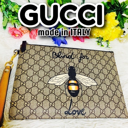 美品✨GUCCI✨グッチ✨クラッチバッグ✨ GGスプリーム✨473904✨ハチ✨