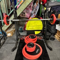 トレーニングセット ベンチプレス バーベル ベンチパワースタンド バーベルプレート全てホームジム 筋トレ 筋肉の画像