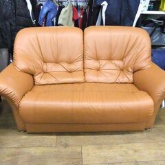 ソファ ２人掛け オレンジ 幅150 合皮 刑務所作業製品 長椅子 ソファー ２Ｐ 札幌市厚別区 厚別店の画像