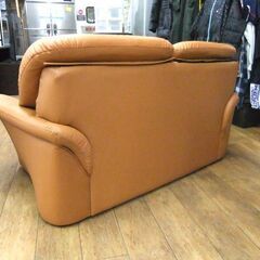 ソファ ２人掛け オレンジ 幅150 合皮 刑務所作業製品 長椅子 ソファー ２Ｐ 札幌市厚別区 厚別店の画像
