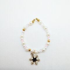 ハンドメイド ブレスレット白 雪の結晶   ２個 親子ペアセットの画像