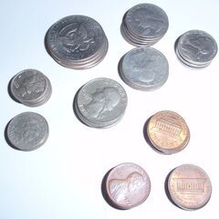 外国コイン（ドルとユーロ）の画像