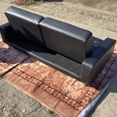【リサイクルサービス八光】幅192㎝　合皮ソファベッド　ブラックの画像