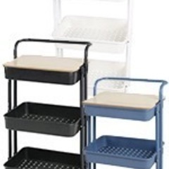 キッチンワゴン 3段大容量キッチンワゴン キャスター付き 60kg耐荷重天板付きの画像