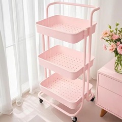 キッチンワゴン 3段大容量キッチンワゴン キャスター付き 60kg耐荷重天板付きの画像