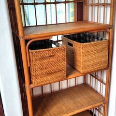 【引取りのみ】【千葉県印西市】ラタン 4段シェルフの画像