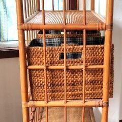 【引取りのみ】【千葉県印西市】ラタン 4段シェルフの画像