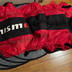NISMO タイヤカバー 4個セット 赤 黒 カー用品　日産 NISMO ホイールタイヤカバー KWA4050K20 中古品の画像