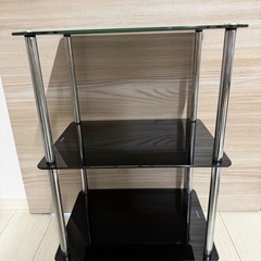 ガラス台　サイドテーブル　ガラスラック　ぶらっくブラックの画像