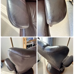 リクライニングチェア、オットマン付き、本革の画像