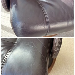 リクライニングチェア、オットマン付き、本革の画像