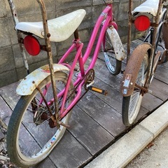 貴重 ジャンク ビーチクルーザー 20インチ 2台 セット バナナシート ホットロッド 自転車 ローライダー ローチャリ チョッパー ヴィンテージ ビンテージの画像