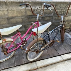 貴重 ジャンク ビーチクルーザー 20インチ 2台 セット バナナシート ホットロッド 自転車 ローライダー ローチャリ チョッパー ヴィンテージ ビンテージの画像