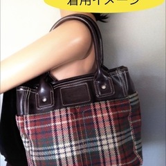TOMMY HILFIGER✨トミーヒルフィガー✨ツイード✨トートバッグ✨肩がけの画像
