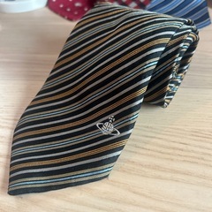 ヴィヴィアンウエストウッド ネクタイ シルク ストライプ オーブ柄 刺繍の画像