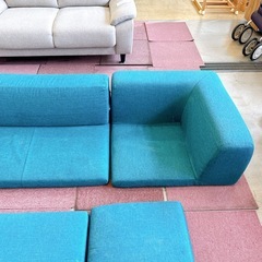コーナーソファ ローソファ ターコイズブルーの画像