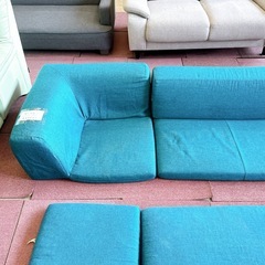 コーナーソファ ローソファ ターコイズブルーの画像