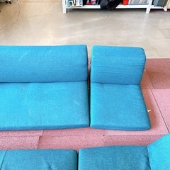 コーナーソファ ローソファ ターコイズブルーの画像