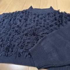ネイビー　フリンジニットの画像