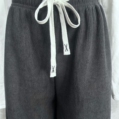 新品★女性コーデュロイ★L★裏地暖か★ワイドレッグパンツ ★カジュアル★冬に最適の画像