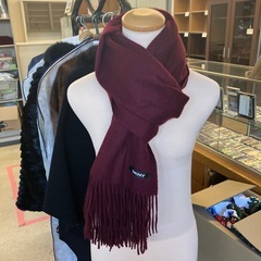 K2511-091 DKNY マフラー ストール 無地 ワインレッド 中古美品の画像
