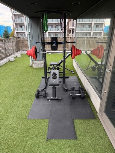 筋トレマシンセット　バーベル類　敷きマットつき付き