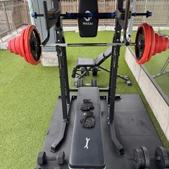 筋トレマシンセット　バーベル類　敷きマットつき付きの画像