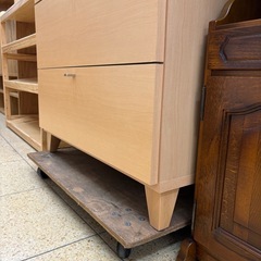 【リユースマン倉敷】5段チェスト ガラス窓 ナチュラル タンス 収納の画像