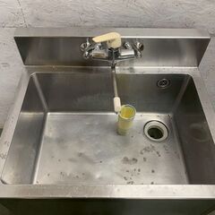 ステンレス製 1槽シンク 水栓付 W750×D600×H1000 厨房 厨房機器 店舗 店舗用品 中段付 流し台  業務用 A0800YGの画像