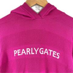 美品 PEARLY GATES パーリーゲイツ ブランドロゴ 秋冬 AW パーカー コットン/ナイロン ピンク レディース 0(S) セーター【古着】【中古】の画像